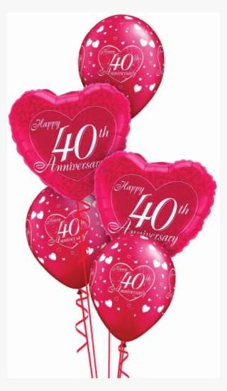 Ruby 40 Wedding Anniversary Balloon Display - Happy 40th Anniversary