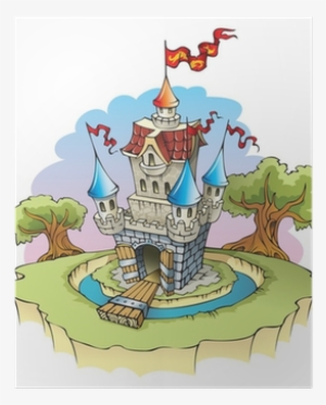 Cartoon Fantasy Castle, Surrounded By Water Moat, Vector - Zonulin Leaky Gut