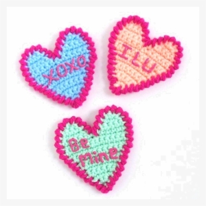 Candy Hearts Valentine Appliques Crochet Pattern - Valentines Crochet Patterns Free