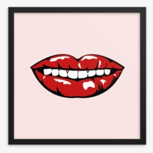 Framed Art Print - Lips Cartoon