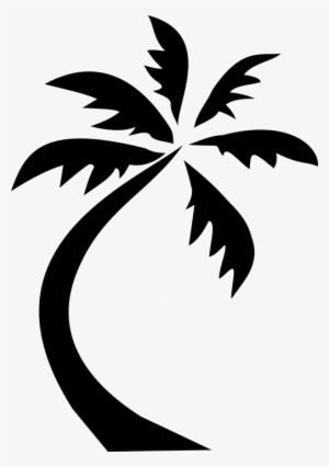 Black Coconut Tree Silhouette, Isolated - Palm Tree Clip Art Black And White Png