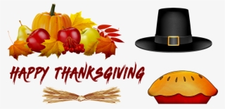 Happy Thanksgiving, Pumpkin, Pilgrim Hat - Pumpkin