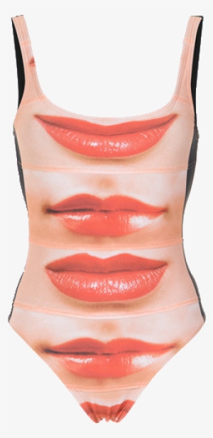 Lips Print Swimsuit - Swimsuit