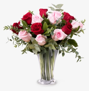 6 Rosas Rojas, 6 Rosas Rosadas, Gypsophila Y Follaje - Mothers Day Flowers 2018