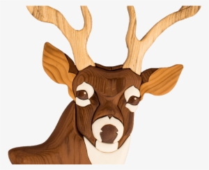 Intarsia Deer Head Bluegrass Wood Art - Deer