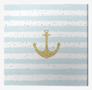 Gold Glitter Anchor On Striped Repeat B Scribble Background - Motif