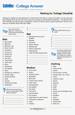 College Packing Checklist - Acne Checklist