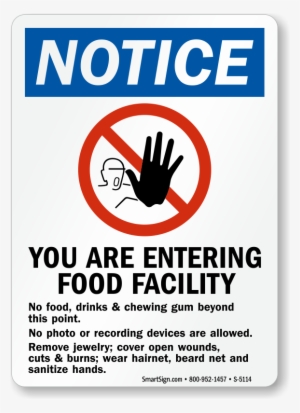 Food Facility No Food, Drink, Chewing Gum Sign - Smartsign By Lyle S-8295-al-12x18 Notice: Do Not Start