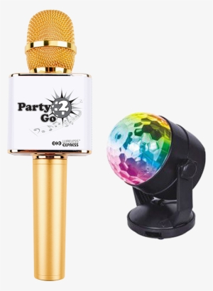 Party2go Gold - Party2go Bluetooth Karaoke Microphone And Disco Ball