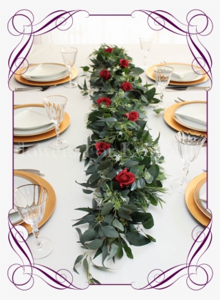 Kristy Red Rose Foliage Table Garland Decoration Flowers - Roses Cake Fuschia