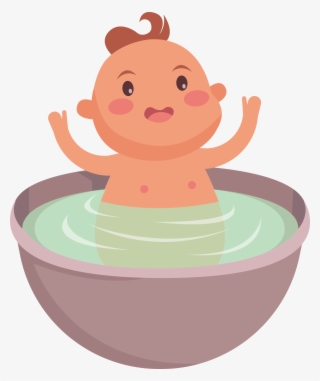 Bathing Infant Clip Art - Illustration