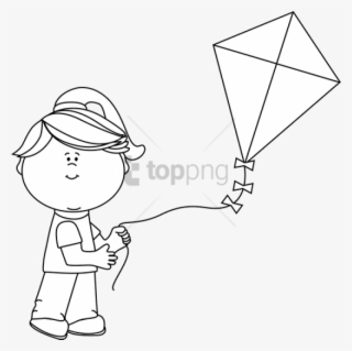 Free Png Black And White Girl Flying A Kite - Fly A Kite Clipart Black And White