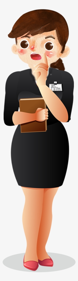 Cartoon Female White Collar Insurance Salesman Png - Illustration