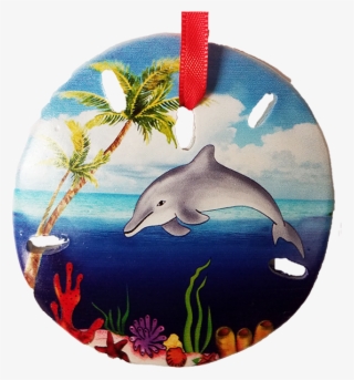 S1020-21 Sand Dollar Dolphin Palm - Common Dolphins