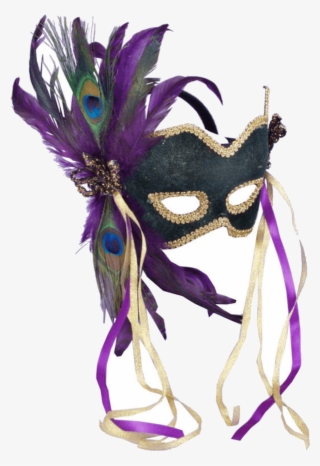 Peacock Feathered Venetian Mask - Mardi Gras Mask