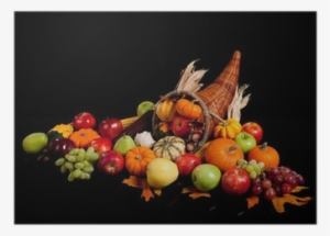 Fall Arrangement Of Fruits And Vegetables In A Cornucopia - Cuerno De La Abundancia Frutas