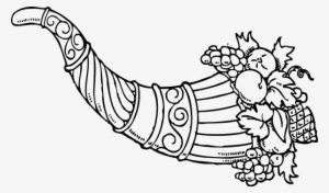 Cornucopia Horn Of Plenty Latin 6765 Large - Thanksgiving Clip Art Black And White
