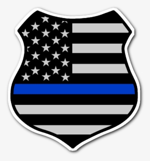 Thin Blue Line American Flag Shield Sticker - Blue Line Flag Png