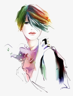 Ftestickers Woman Model Watercolor Fashionart