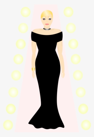 Clipart - Woman In Black Dress Cartoon
