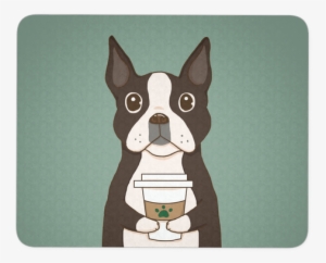 Boston Terrier Drink Coffee Mouse Pad, Dog Lover Gift - Dog