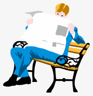 Bench Clipart Man On - Reading Newspaper Clipart Png