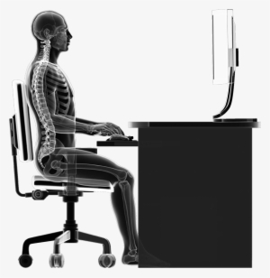 Drawing With An Xray Effect Of A Person Sitting At - Bac&lt; Backboard Portable Back Posture Support ,black