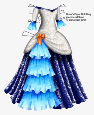 A Masquerade Gown With A Bodice Patterned With White - Light Blue Masquerade Dresses