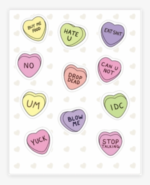 Conversation Hearts Sticker/decal Sheet - Necco Large Conversation Candy Hearts