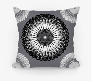Black And White Flower Mandala Pillow - Pillow