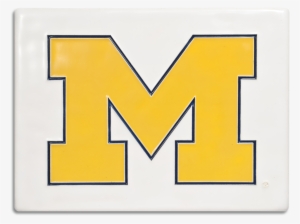 Outline Block M White With Blue - Michigan Wolverines