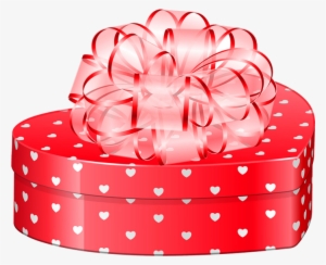 Valentines Day Heart Gift Box With Bow Png Clipart - Valentine Day Gift Png