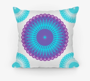 Purple And White Flower Mandala Pillow - Pillow