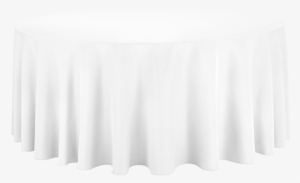 A White Round Tablecloth Made Of Polyester - Round Table White Tablecloth Png