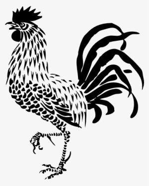 Small - Rooster Clip Art Black White