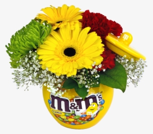 Mms Character Ceramic Candy Jar With Flowers - M&m's Crispy Chocolate Candies - 30 Oz Pouch