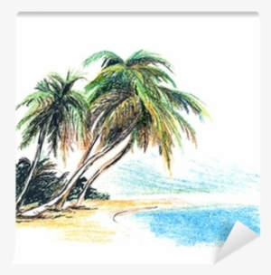 Drawing Beach With Palm Trees - Dessin De Palmier Sur La Plage