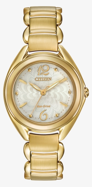 Ladies Flower Silhouette Watch In Yellow Stainless