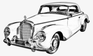 Drawing Transparent Car - Old Cars Mercedes Png