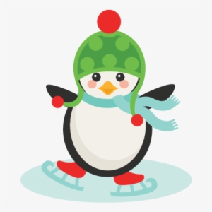 Svg Library Cute Christmas Penguins Clipart - Penguin Ice Skating Clipart