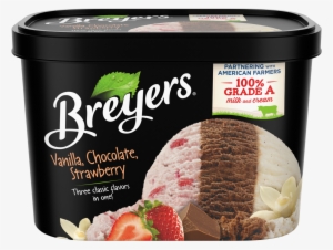 A 48 Ounce Tub Of Breyers Vanilla Chocolate Strawberry - Breyers Vanilla Chocolate Strawberry