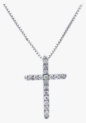14k White Gold Diamond Cross Necklace - Cross Necklace
