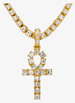 Iced Dart Pendant - Gold Cross Chain Png Transparent