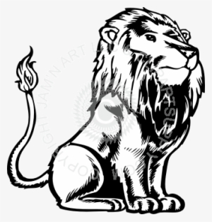 Sitting Lion Banner Black And White - Draw A Lion Sitting Down Side View