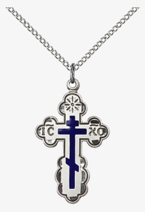 Olga Cross Blue With Chain - St. Olga Pendant (metal: Sterling Silver)
