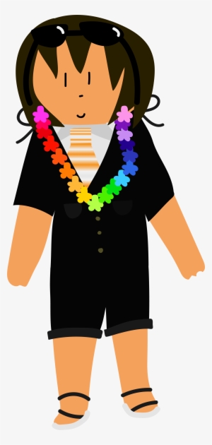 Jollimore Ferrison Wearing A Rainbow Lei - Illustration