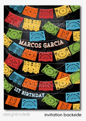 Boy Papel Picado Fiesta 1st Birthday Invitations - Mexican Fiesta Party Invitations Templete