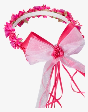 Fuchsia Pink Floral Crown Wreath Handmade With Silk - Satin