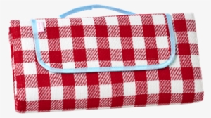 Foldable Red Checked Picnic Blanket With Blue Piping - Rice Throw & Blanket - Blpic-chrxc - Pink