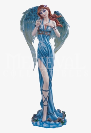 Angel Kneeling With Sword - Blue Angel Figurine